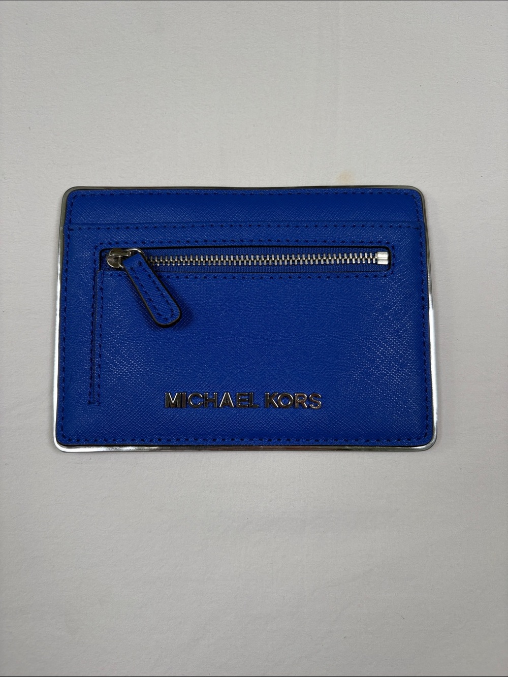 Michael Kors Cobalt Blue Leather Zip Card Holder